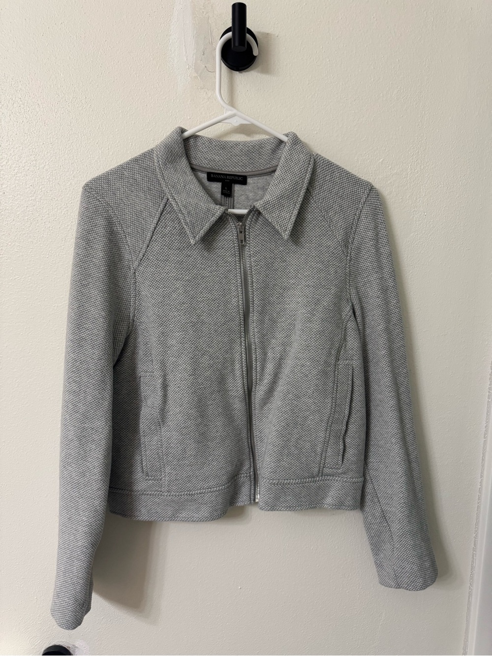 Banana Republic Women's Light Gray Zip Front Collar Jacket